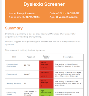 Dyslexia Report